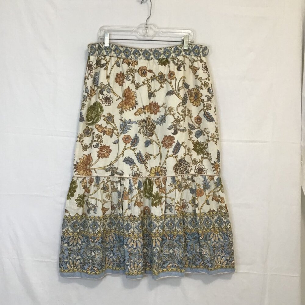 House Of Harlow 1960 Linen Floral Full Maxi Skirt Size XL